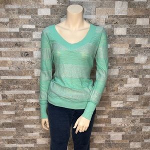 Teal Glitter Block Sweater